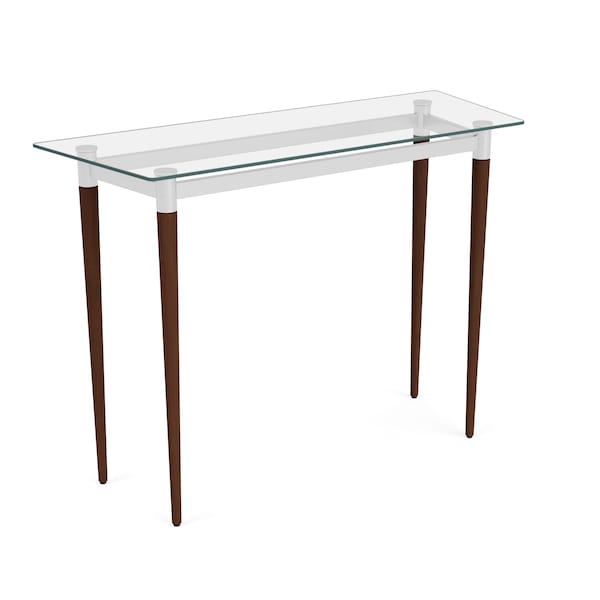 Siena Lounge Reception Sofa Table 40x15in Glass Top, Walnut